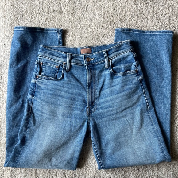 NEW MOTHER LIL Rambler Zip Flood Jeans Wide Leg 27 P - Picture 3 of 10